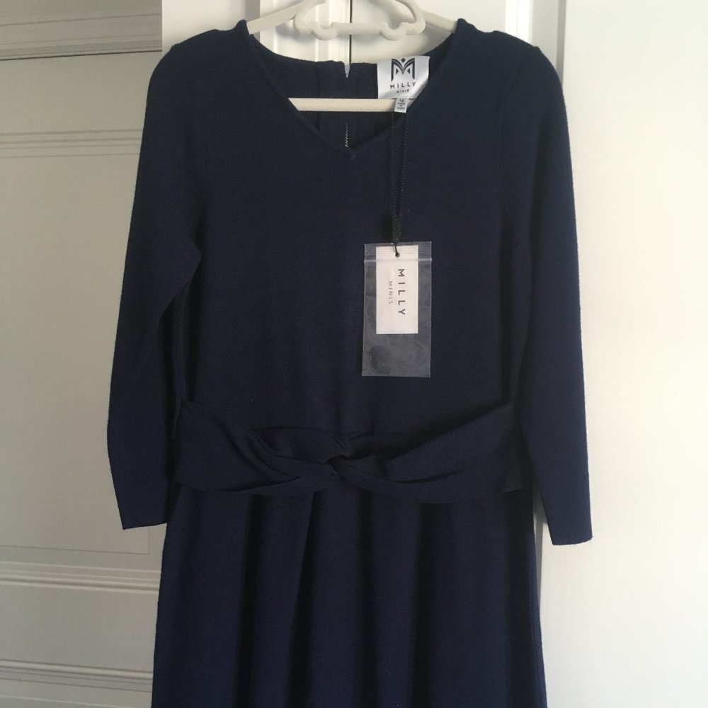 Milly Minis Navy Knit Dress Girls Size 10-12 NWT